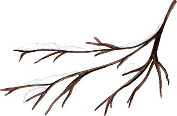 Watercolor snowy tree