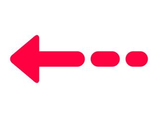 長い矢印　破線　左向き　赤