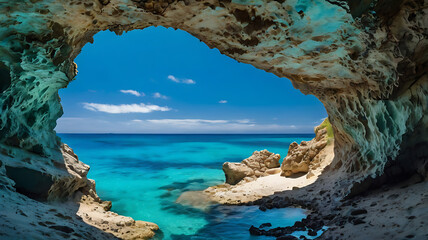 Blue caves of Crete: a stunning Greek island landscape where the Mediterranean sea meets the rocky coast under a summer sky