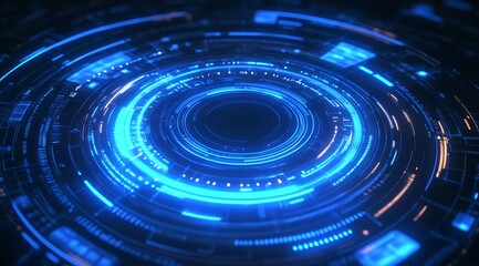 Futuristic Circular Interface with Blue Illumination