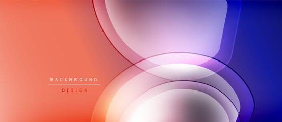Abstract background features flowing shapes, vibrant colors. Gradient blends orange, purple, blue creating dynamic visual effect. Modern design.