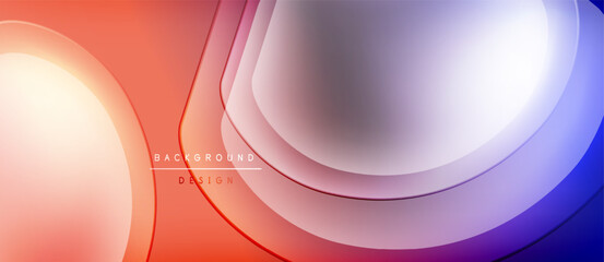 Abstract gradients form layered shapes. Warm colors transition into cool hues, creating dynamic visual effect. Minimalist design suitable for backgrounds.