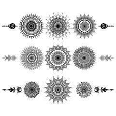 Abstract seamless pattern of colorful cogwheel flowers and machine gears