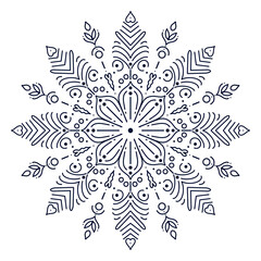 Abstract floral seamless pattern with winter snowflakes, a decorative vector illustration for a vintage Christmas design or elegant black and white textured wallpaper