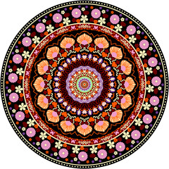 Vintage seamless round floral mandala pattern for plate design or decorative wallpaper