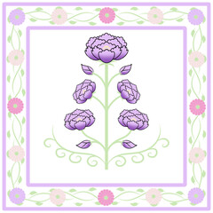 Pink floral frame and seamless rose pattern with leaves, a vintage vector illustration for spring and summer nature design