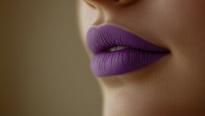 A close-up image of purple lipstick placed on a table, with plenty of space for copy above, ideal for beauty or cosmetics-themed designs.