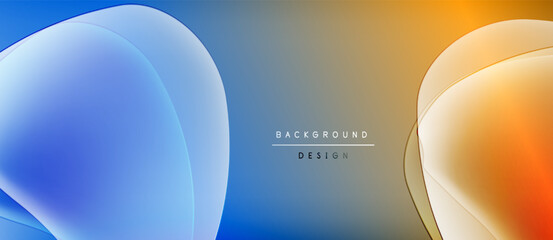 Abstract gradients blend blue, orange hues. Soft shapes overlap creating dynamic visual effect. Minimalist design suitable backgrounds, presentations.