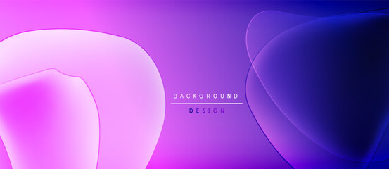 Abstract fluid shapes, vibrant purple hues, modern design. Gradient colors create dynamic visual effect. Background features text elements.