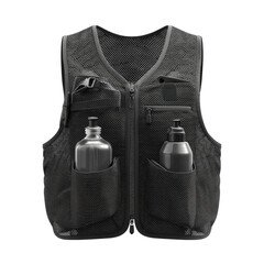 Black Mesh Hydration Vest with Multiple Pockets