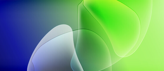 Abstract fluid shapes blend vibrant blues, greens, whites. Soft gradients create dynamic visual experience. Modern design element.