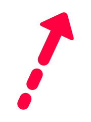 長い矢印　破線　上向き　斜め　赤