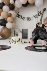 Born to rock first birthday cake smash