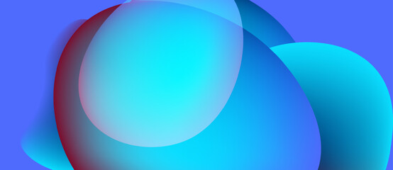 Abstract shapes overlap, creating vibrant blue, red gradients. Smooth transitions suggest fluidity, depth. Minimalist design, modern aesthetic.