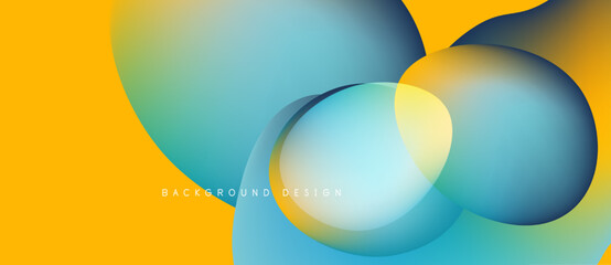 Abstract colorful design features overlapping circles, gradients. Yellow, blue, green hues create modern visual effect. Simple, clean.