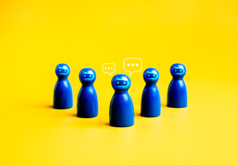 AI assistant, business and technology, chatbot team support service concept. Group of blue peg...