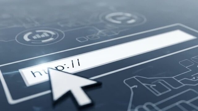 Mouse pointer over web browser bar displaying faint glowing text httpwww.com