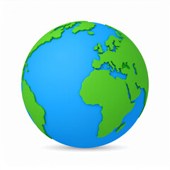 Naklejka premium Blue and green globe showing continents of Europe Africa and Asia earth world