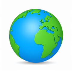 Fototapeta premium Blue and green globe showing Europe and Africa on white background earth world
