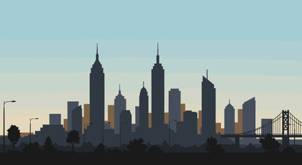 Fototapeta premium city skyline, urban landscape, skyscraper buildings, modern architecture, city life, cityscape panorama, downtown district, metropolitan area, city lights, urban development, city view, city planning,