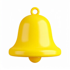 Bright Yellow 3 D Rendered Bell with a Loop and Clapper on White Background notification