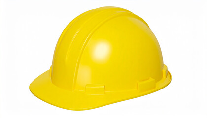Fototapeta premium Bright yellow construction hard hat isolated on white background safety helmet protective gear