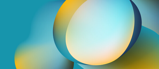 Abstract fluid shapes blend, creating vibrant color gradients. Yellows, blues dominate composition. Smooth transitions suggest movement, depth.