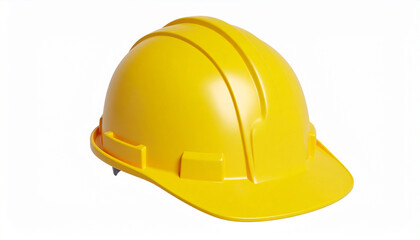 Fototapeta premium Bright Yellow Hard Hat Safety Headwear on White Background safety helmet construction