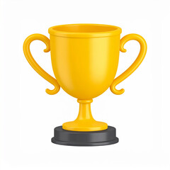 Bright Yellow Trophy Cup with Curved Handles on Dark Base award gold
