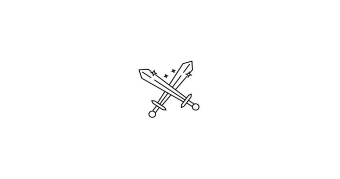 Animated icon of crossed swords or swordplay action, representing battle, fighting games, and medieval combat. Ideal for action game assets, RPG interfaces, fantasy content, or adventure-themed UI des