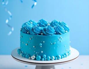 Vibrant blue birthday cake (1)