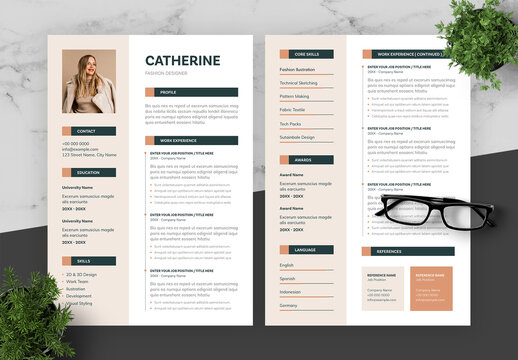 Cream And Brown Resume