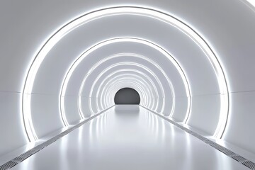 Obraz premium Illuminated futuristic tunnel with circular light patterns