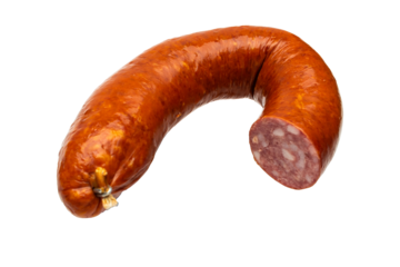 Close-Up of Traditional Smoked Sausage on Transparent Background