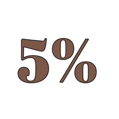 Brown number five percent symbol isolated on transparent background