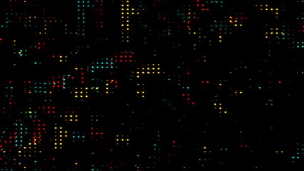 Hi tech motion graphic background, blue and red flickering dots on dark background, 4k video, - Powered by Adobe