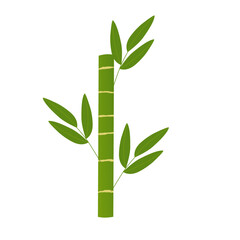 Illustration of bamboo with green leaves. Bamboo illustration. Flat design illustration of green bamboo. Cartoon illustration of bamboo

