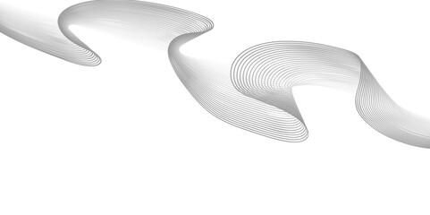 Obraz premium Futuristic Grey Toned Abstract Background Featuring Smooth Wavy Lines, Digital Sound Frequency Tracks, and Twisted Waveform Elements for Tech-Themed Visual Designs
