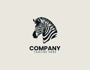 Fototapeta premium Bold Zebra Head Abstract Stripes Wildlife Animal Vector Logo Design
