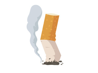 The bad habit of smoking, cigarette butts, no smoking