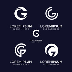 A collection of abstract G initial logo designs. Icons for luxurious, elegant, and simple businesses.