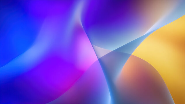 Multicolor abstract gradient in purple, blue, yellow with wavy ethereal glow