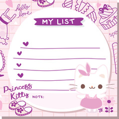 cute princess kitty memo vector.eps