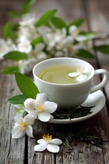 cup of tea with flowers