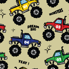 monster truck dream big seamless doodle.eps © atap