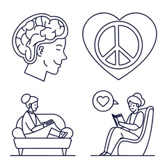 Mindfulness and self care concepts with icons