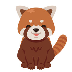 お座りした笑顔のレッサーパンダのイラスト