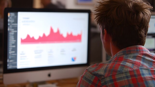 User analyzing engagement metrics and conversions on screen