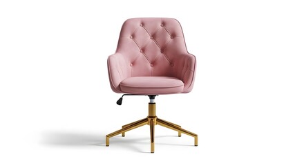 Fototapeta premium Pink Velvet Office Chair with Gold Legs