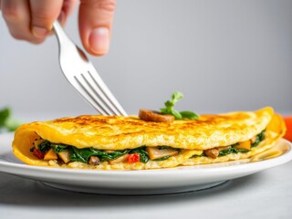 Eating a Fresh Vegetable Omelette
